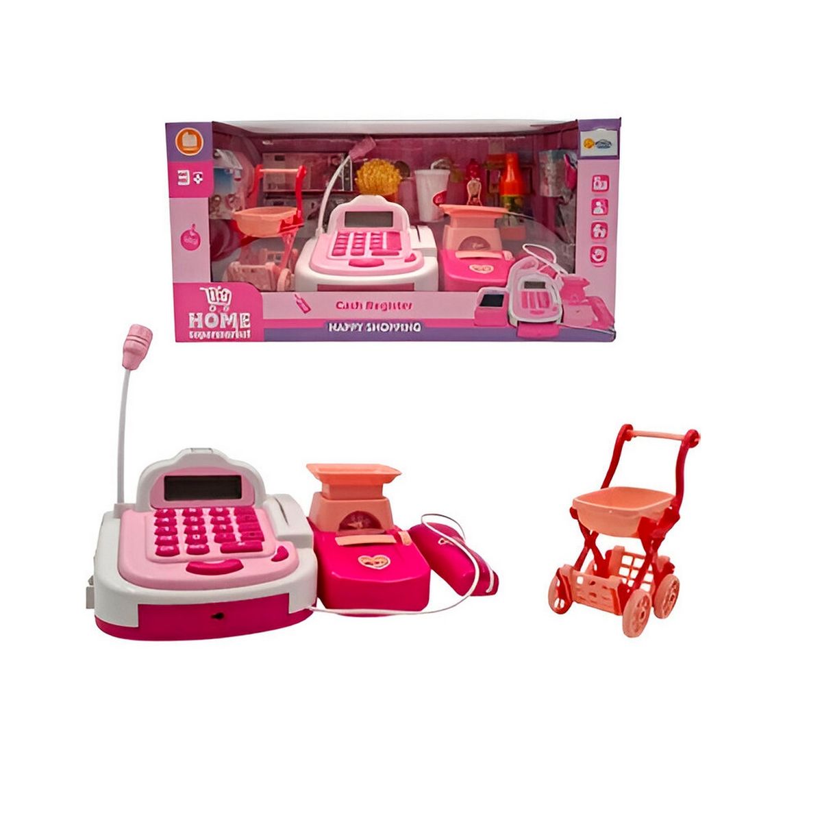 GENERICO - Caja Registradora Carrito De Compras Juguete + Baterias