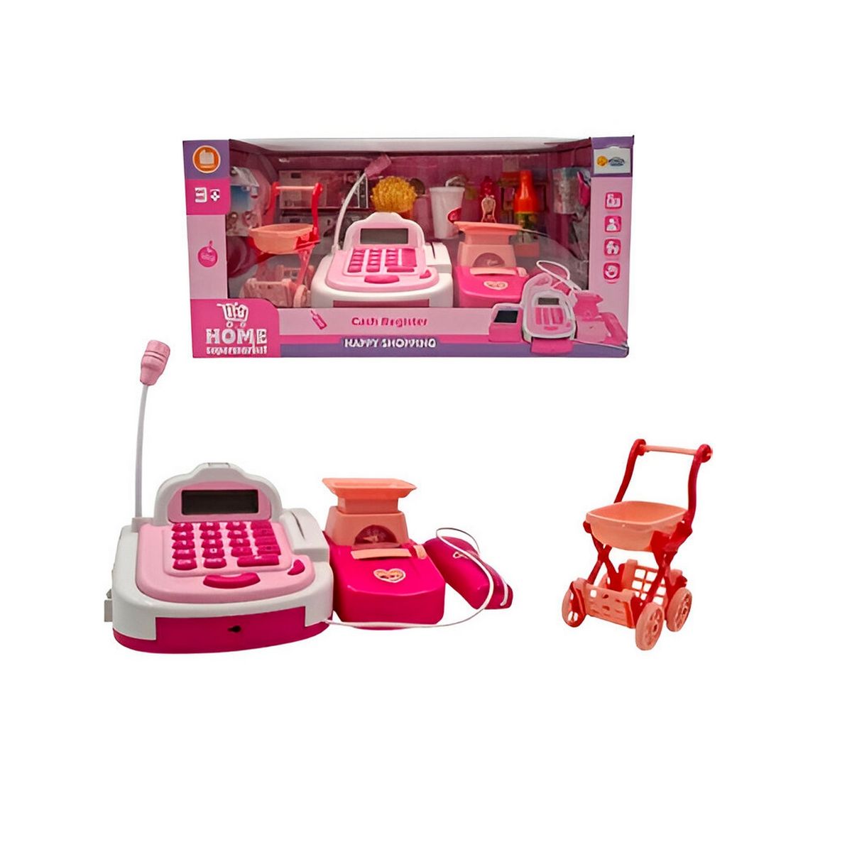 GENERICO - Caja Registradora Carrito De Compras Juguete + Baterias