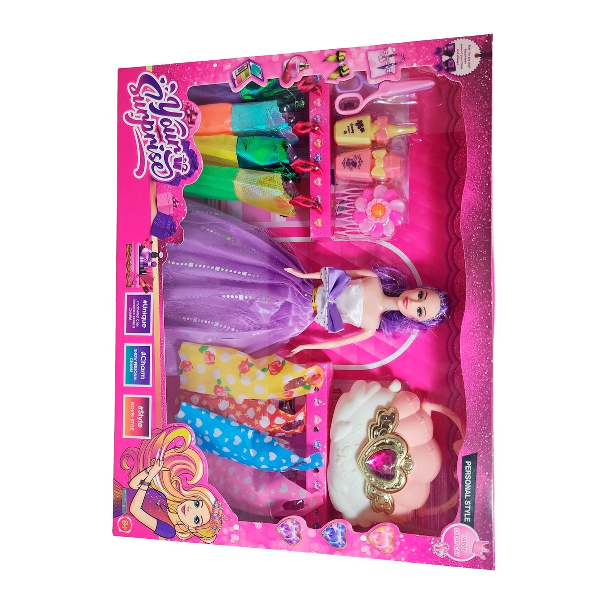 GENERICO - Muñeca Vestidos Elegantes Con Bolso + Accesorios De Juguete