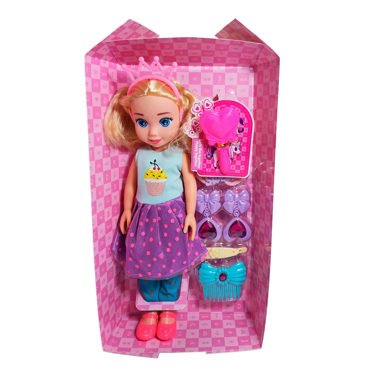 GENERICO - Muñeca Con Diadema + Accesorios De Juguete Niñas