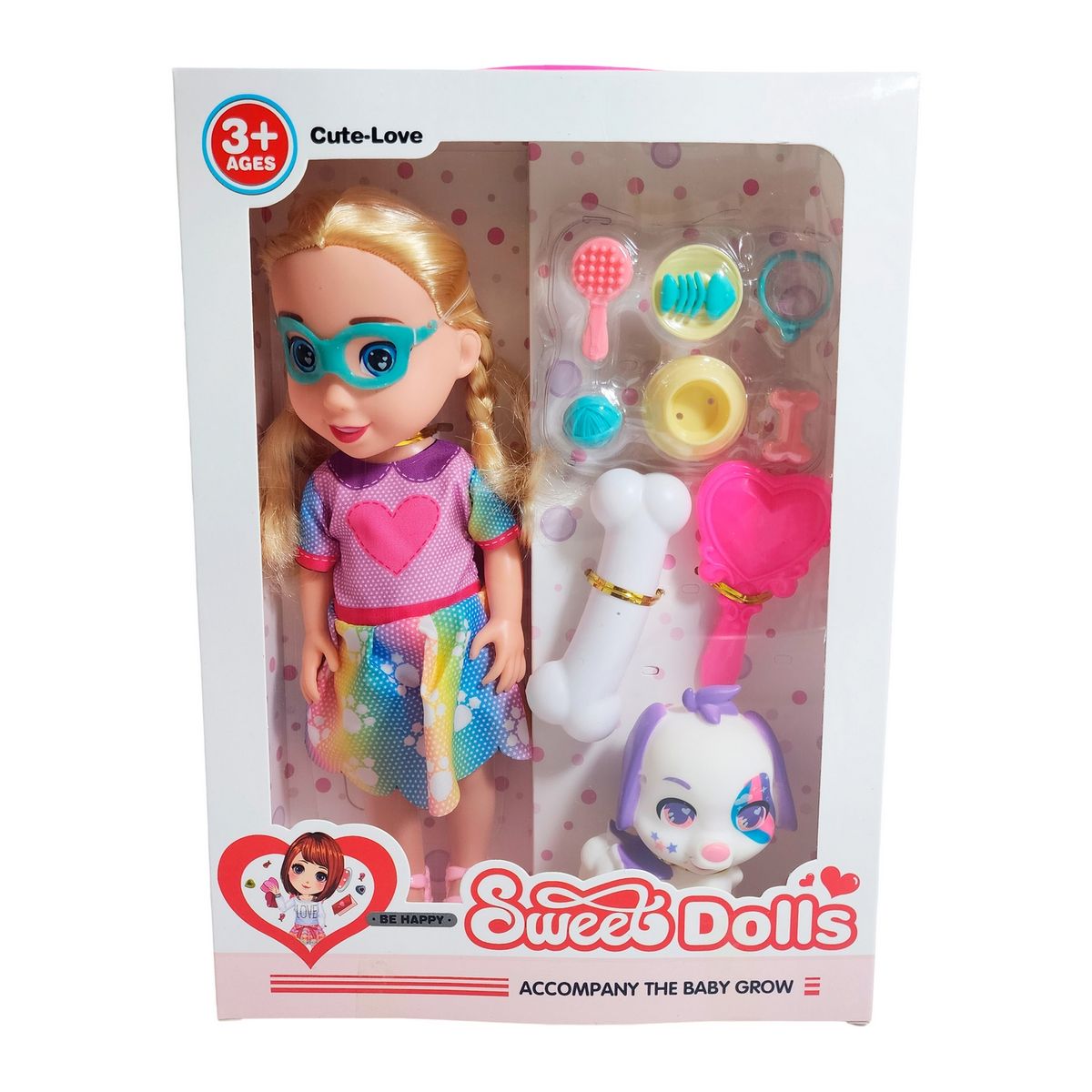 GENERICO - Muñeca Vestido Deportivo Gafas Mascota Y Accesorios Juguete