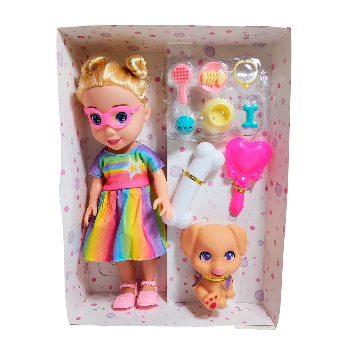 GENERICO - Muñeca Vestido Deportivo Gafas Mascota Y Accesorios Juguete