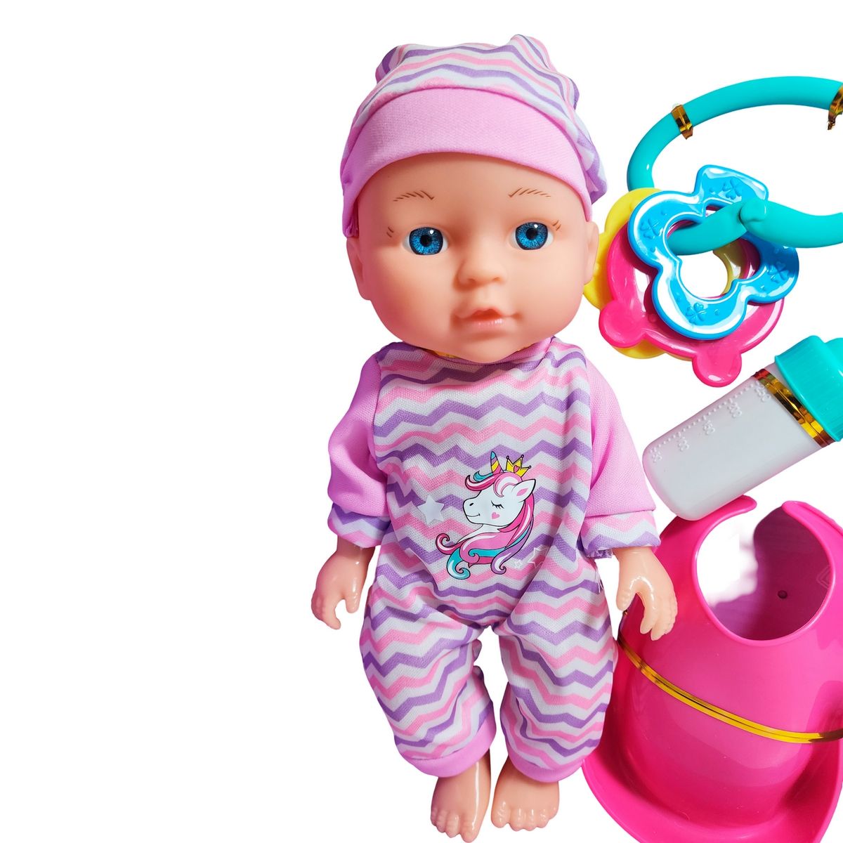 GENERICO - Muñeco Bebe Bebote Pijama Con Tetero Y Sonajero Juguete