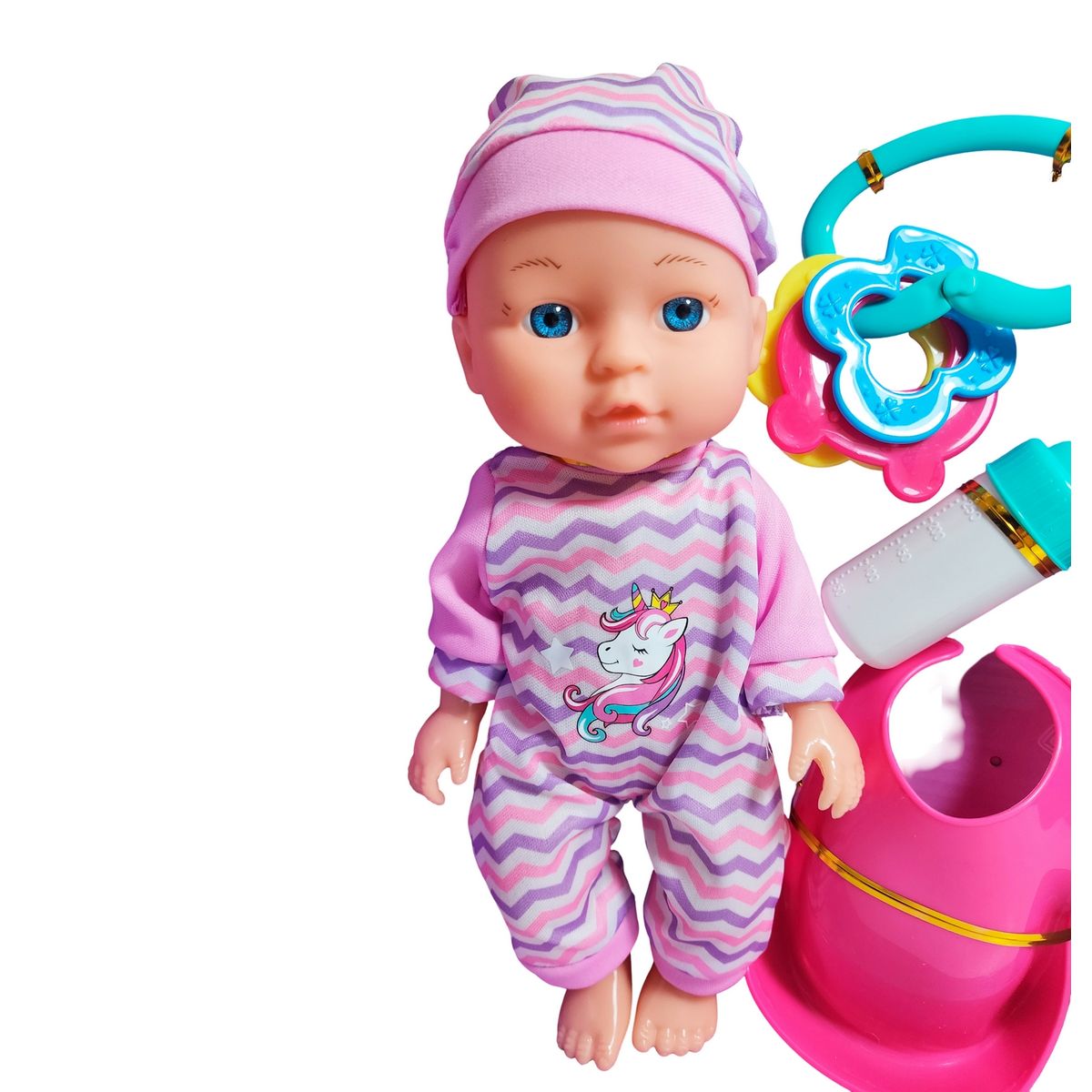 GENERICO - Muñeco Bebe Bebote Pijama Con Tetero Y Sonajero Juguete