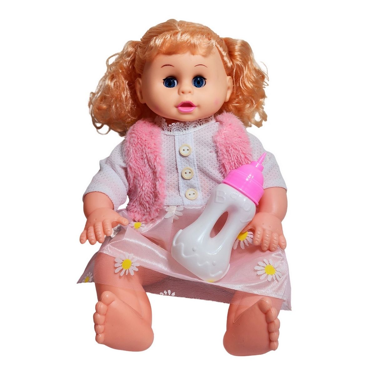 GENERICO - Muñeca Bebe Adorable Con Vestido + Tetero Juguete Niñas