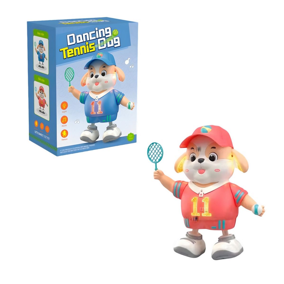 GENERICO - Perro Robot Jugador De Tenis Baile Juguete + Baterias