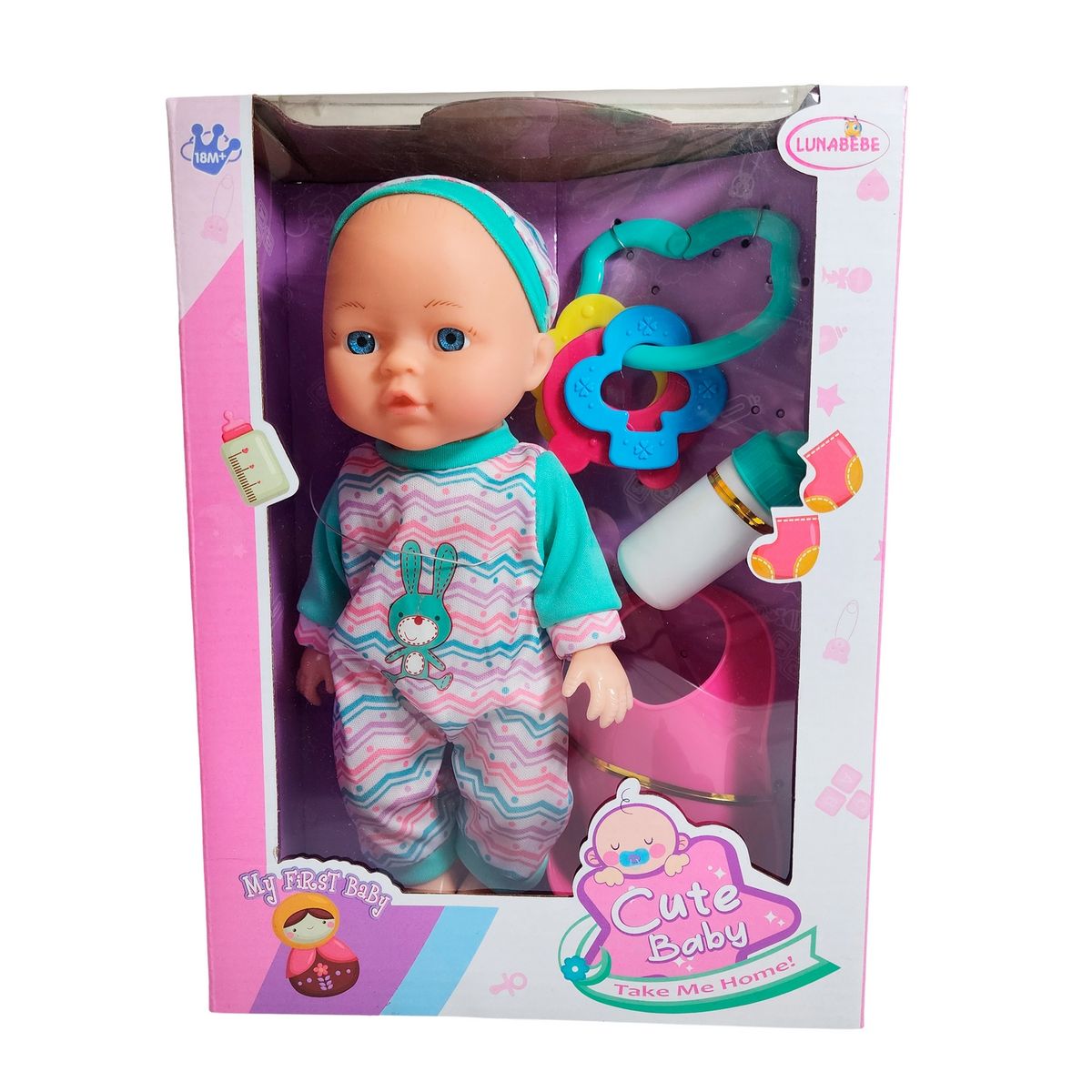 GENERICO - Muñeco Bebe Bebote Pijama Con Tetero Y Sonajero Juguete