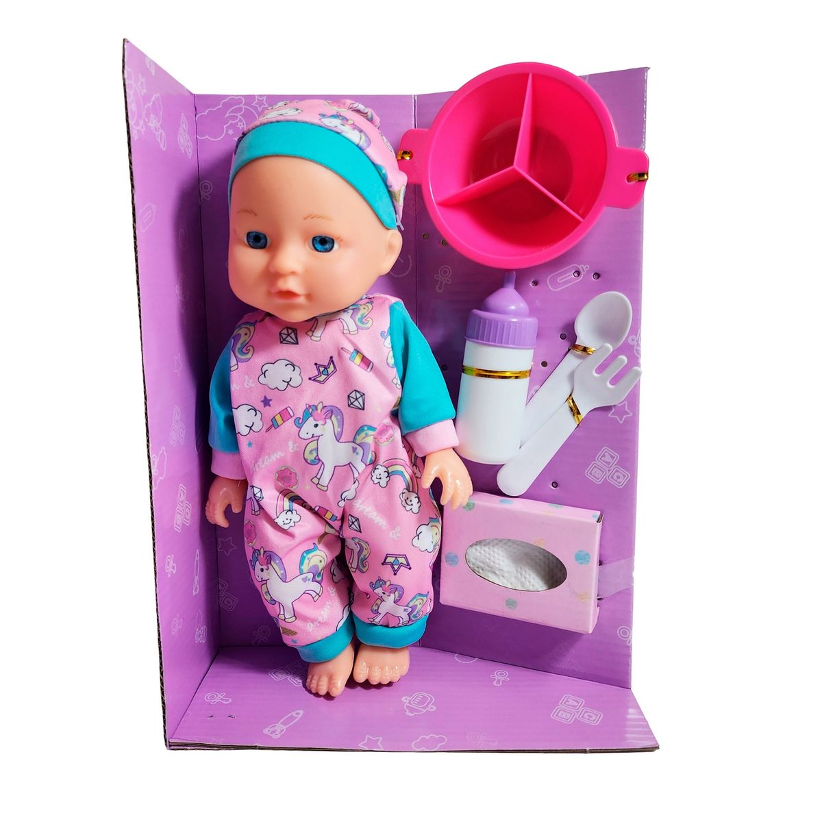 GENERICO - Muñeco Bebe Bebote Pijama Con Tetero Y Acesorios Juguete