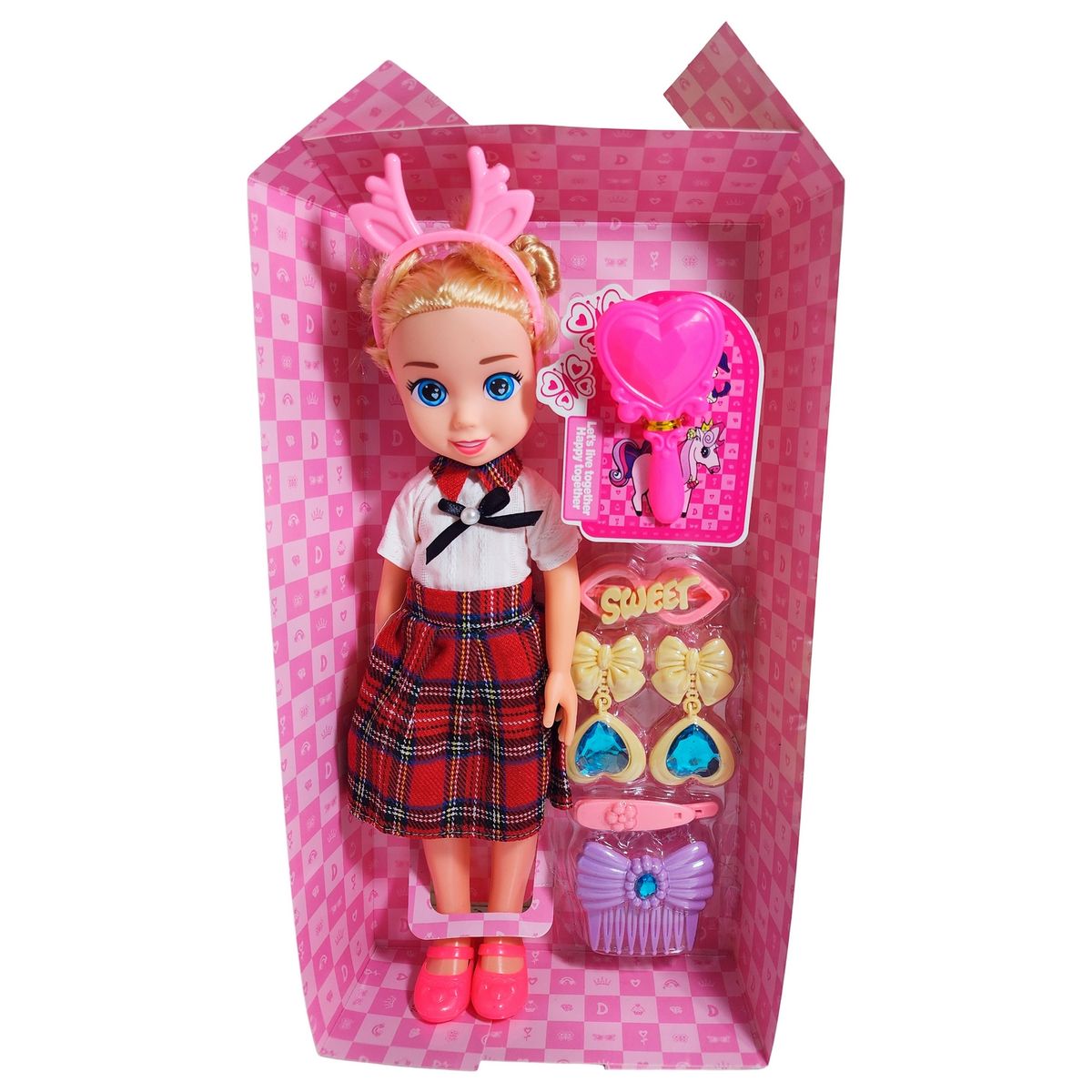 GENERICO - Muñeca Con Diadema + Accesorios De Juguete Niñas