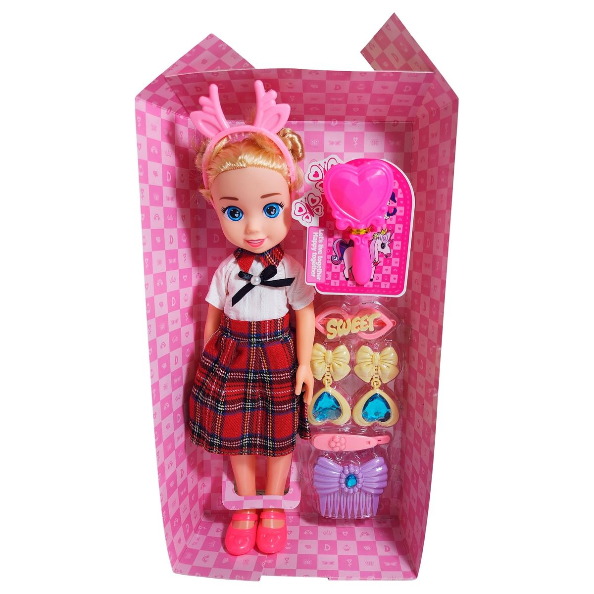 GENERICO - Muñeca Con Diadema + Accesorios De Juguete Niñas