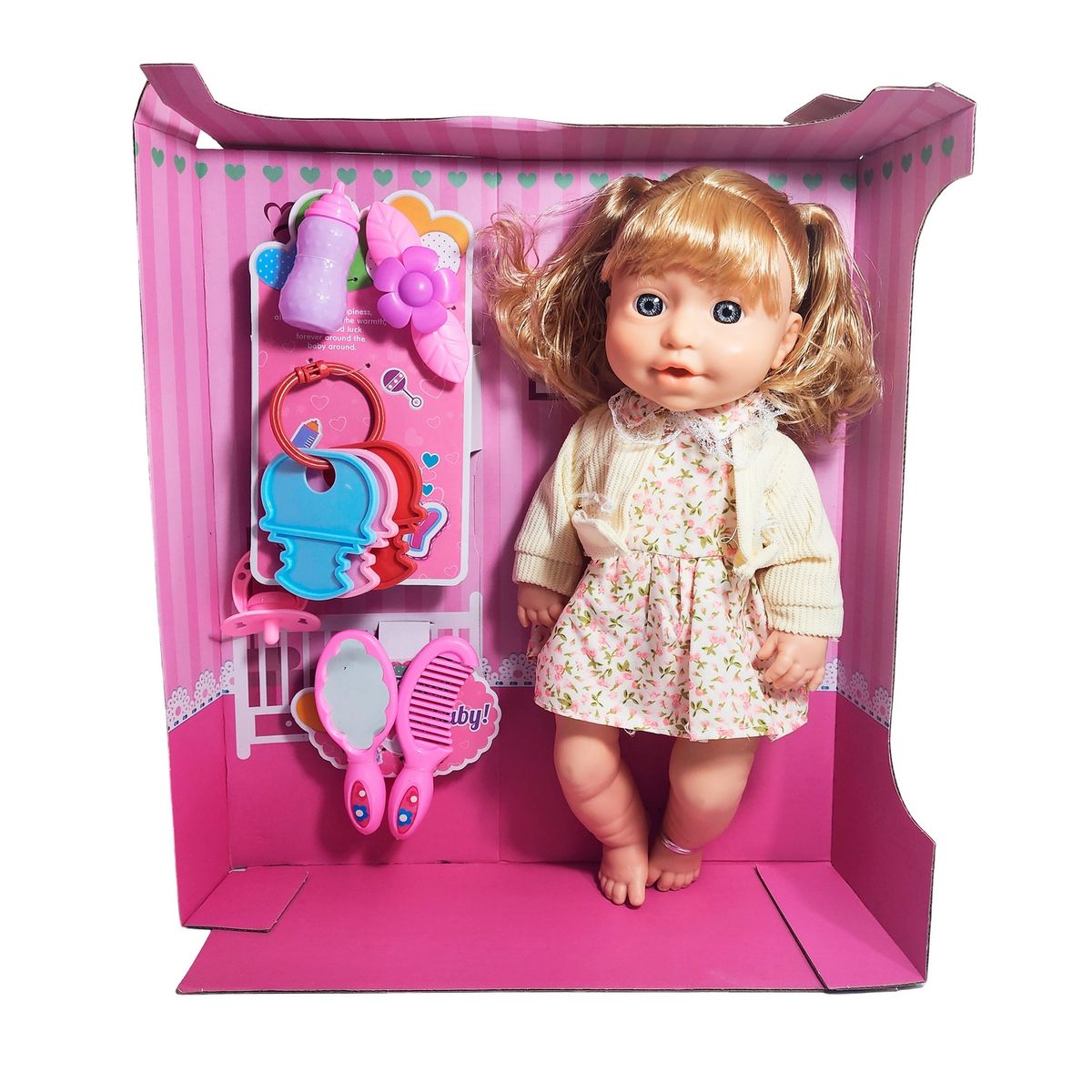 GENERICO - Muñeca Tierna Con Vestido Sonajero + Accesorios Juguete Niña