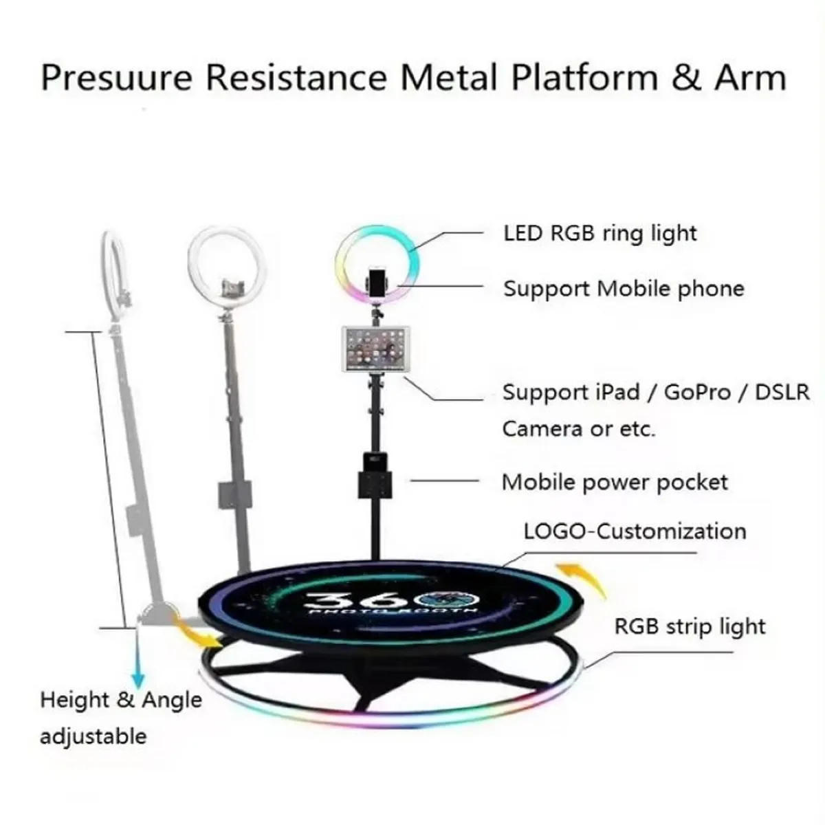 GENERICO - Cabina Fotografia 360 Plataforma Fotos Giratoria Eventos