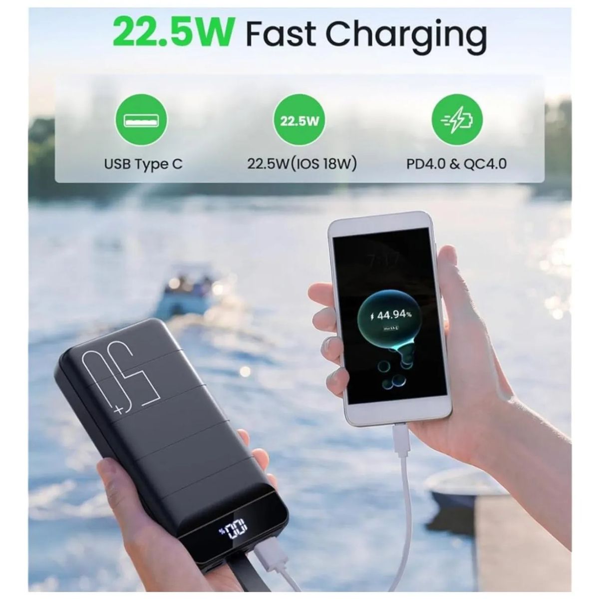 AMERICAN GENERICS - Power Bank 50000mAh Carga Rápida 225W USB-C  Batería Externa Portátil