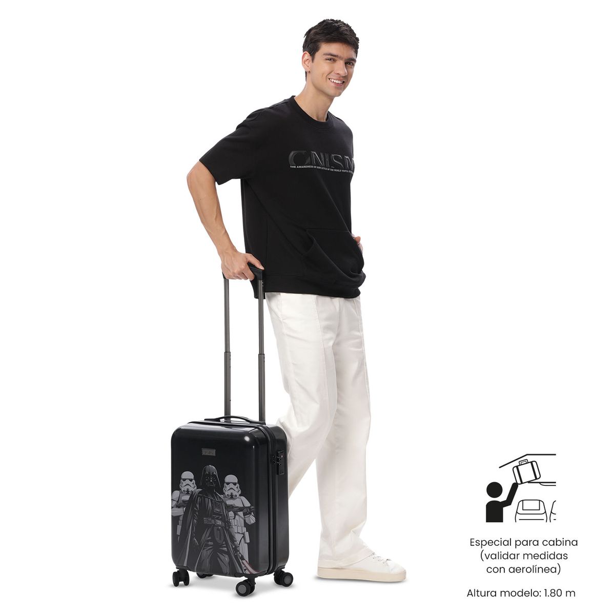 TOTTO - Maleta Cabina 10 Kg Stars Dark Side Hombre Negro Totto