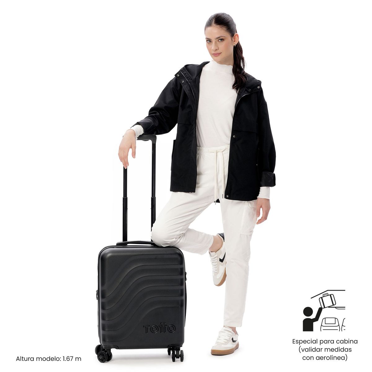 TOTTO - Maleta de Cabina Expandible 10 Kg Bazy Plus Negro Totto