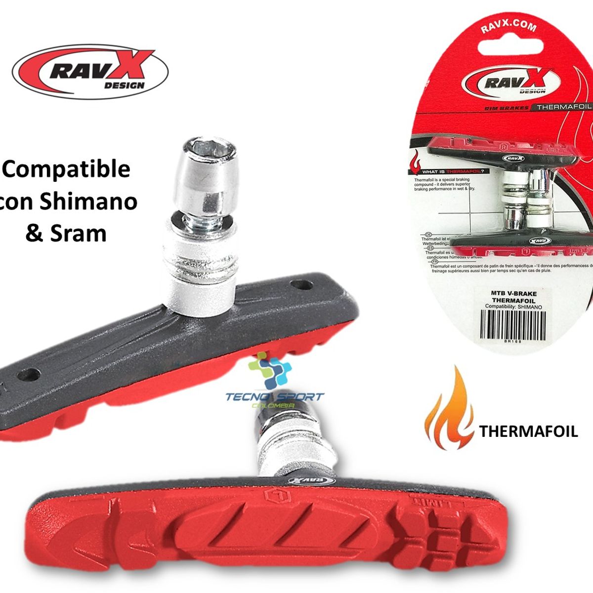 GENERICO - Zapata Taco Freno Bicicleta Ravx Elite V-brake Mtb X2 Pares