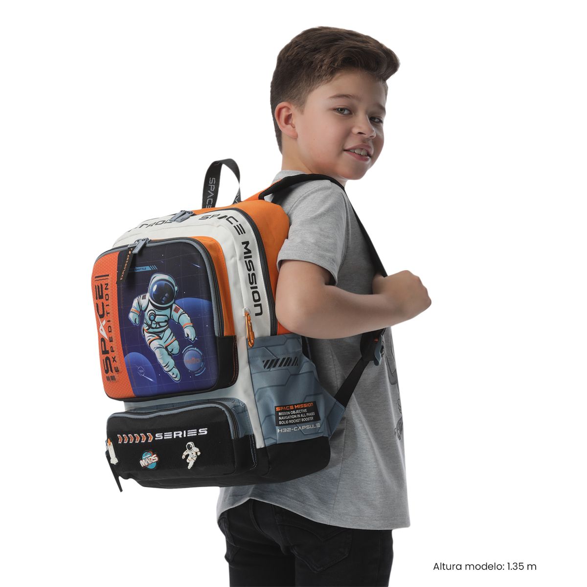 TOTTO - Morral Mochila Escolar Gemini S Niño Gris Totto