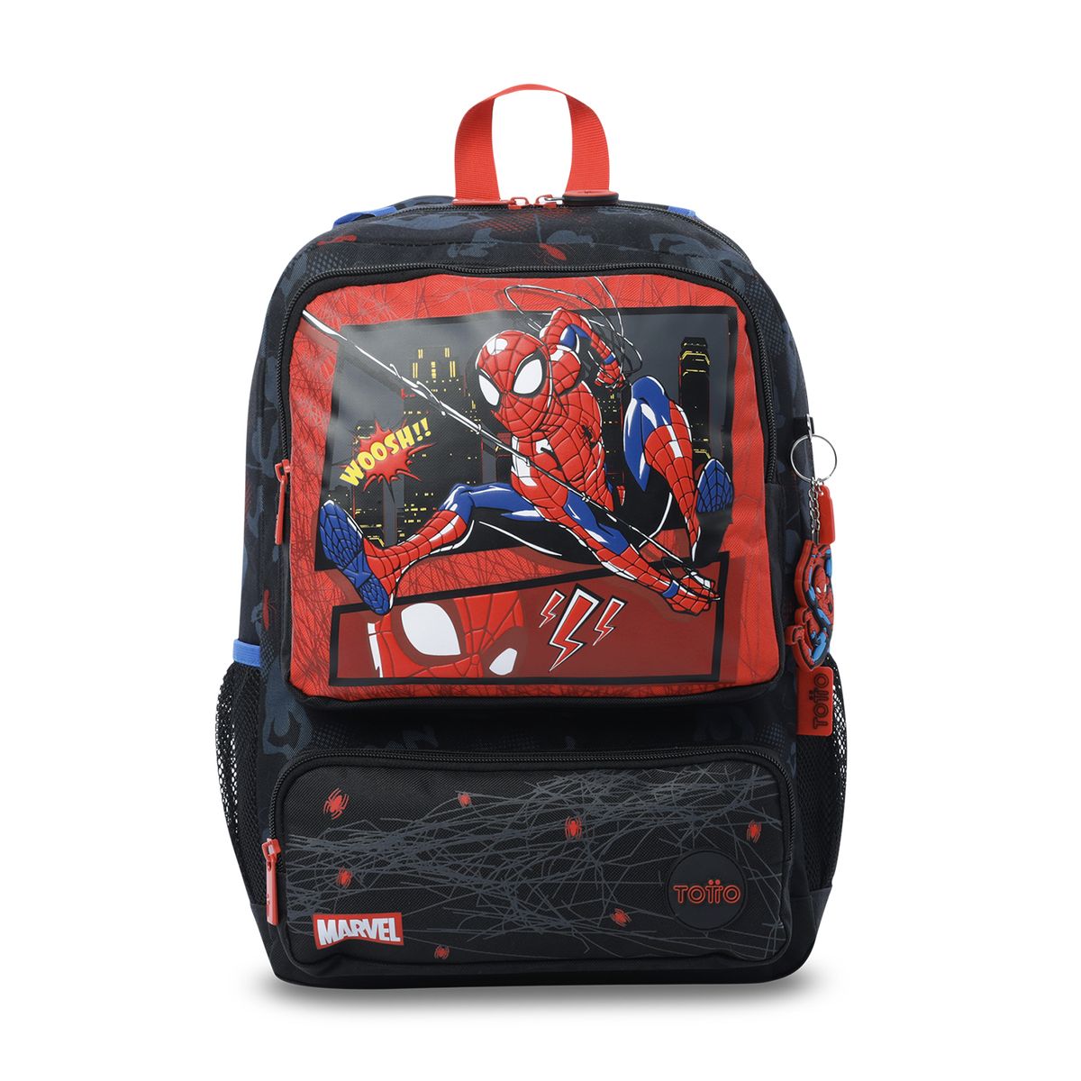 TOTTO - Morral Mochila Escolar Spiderman Hero M Niño Negro Totto