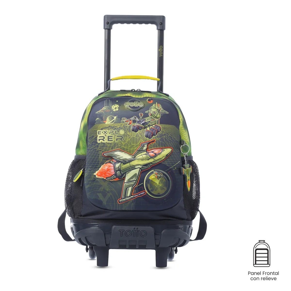 TOTTO - Morral Mochila Escolar Ruedas Explorer Ship M Verde Totto