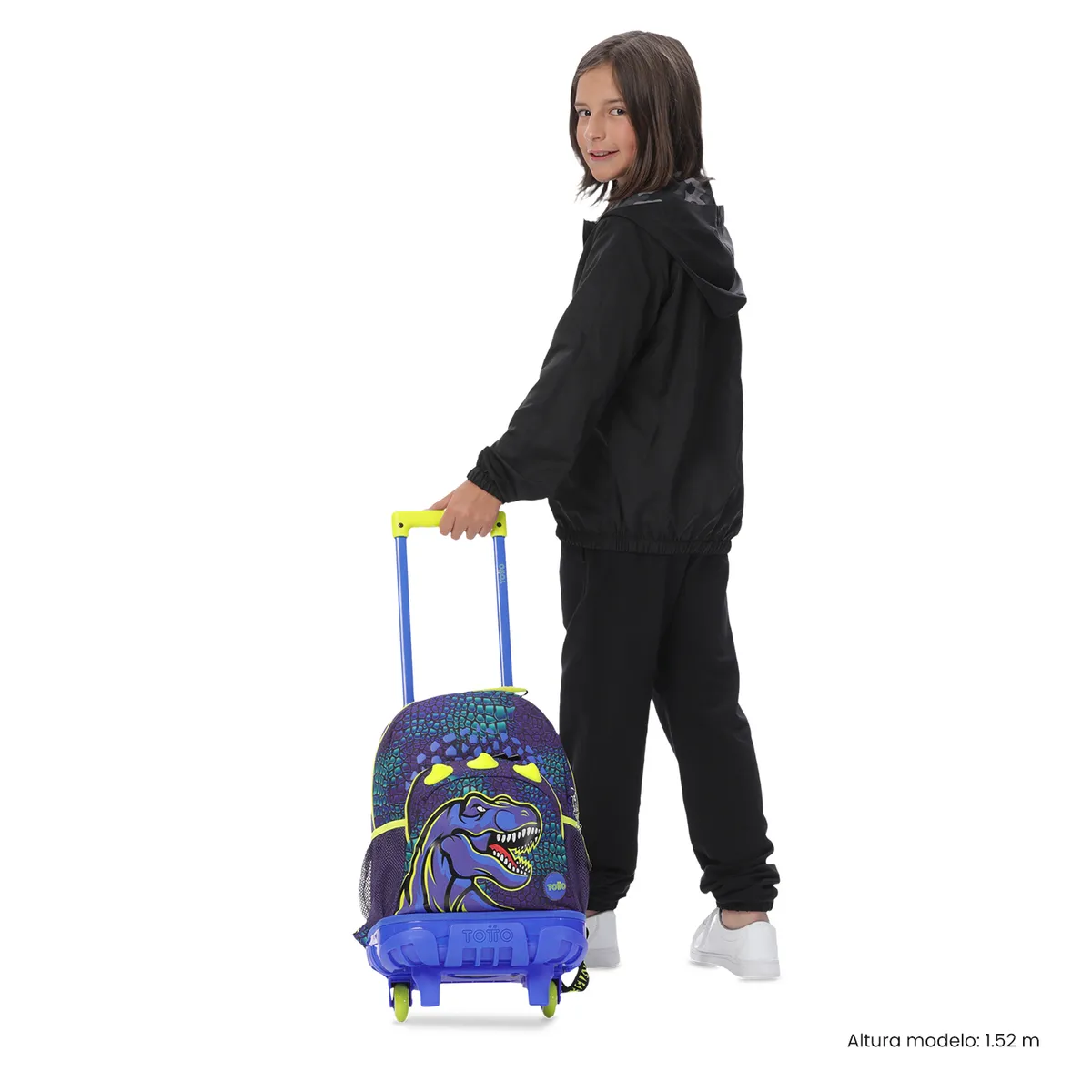 TOTTO - Morral Mochila Escolar Ruedas Dino Rock M Niño Azul Totto