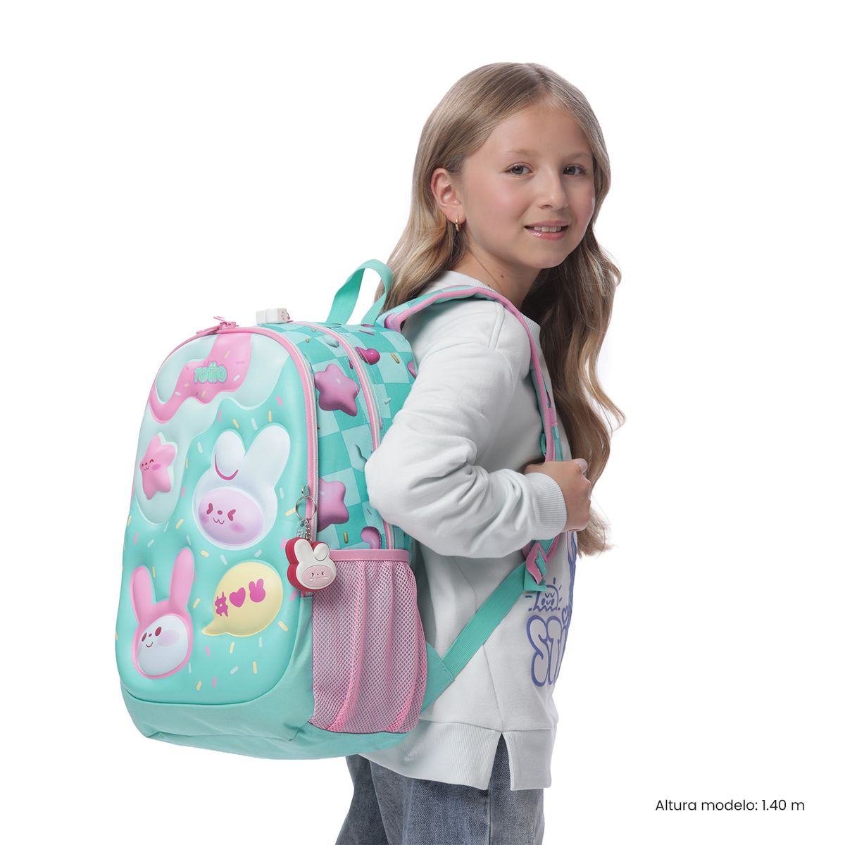 TOTTO - Morral Mochila Escolar Bunny Pump L Niña Azul Totto
