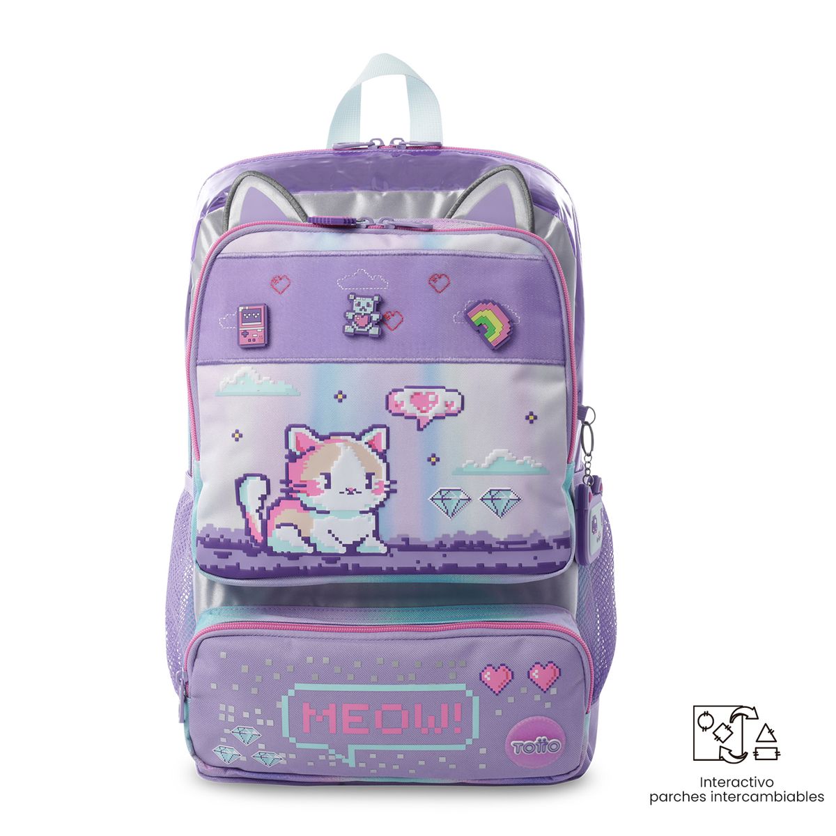 TOTTO - Morral Mochila Escolar Andy Cat L Niña Morado Totto