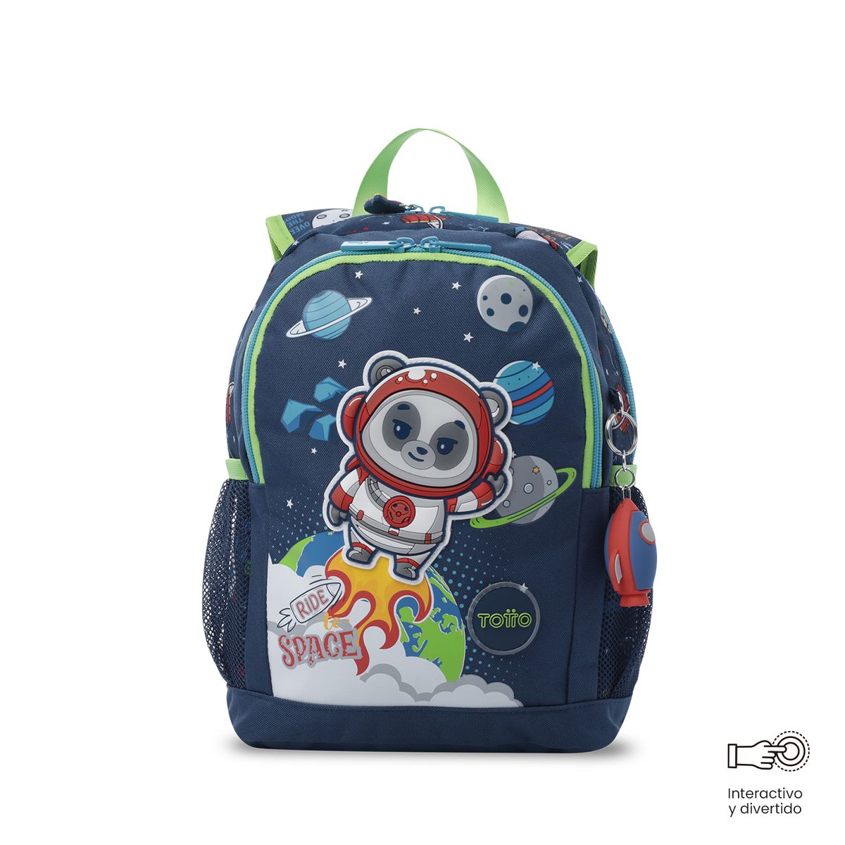 TOTTO - Morral Mochila Escolar + Libro Panda Space S Niño Azul Totto