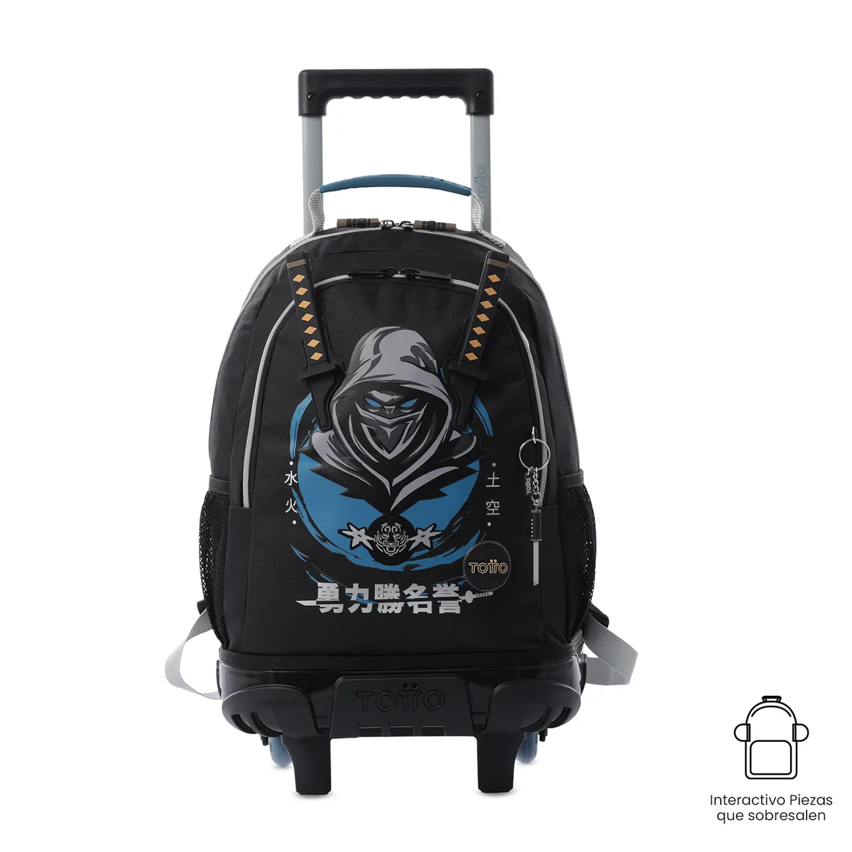TOTTO - Morral Mochila Escolar Ruedas Hanzo M Niño Negro Totto