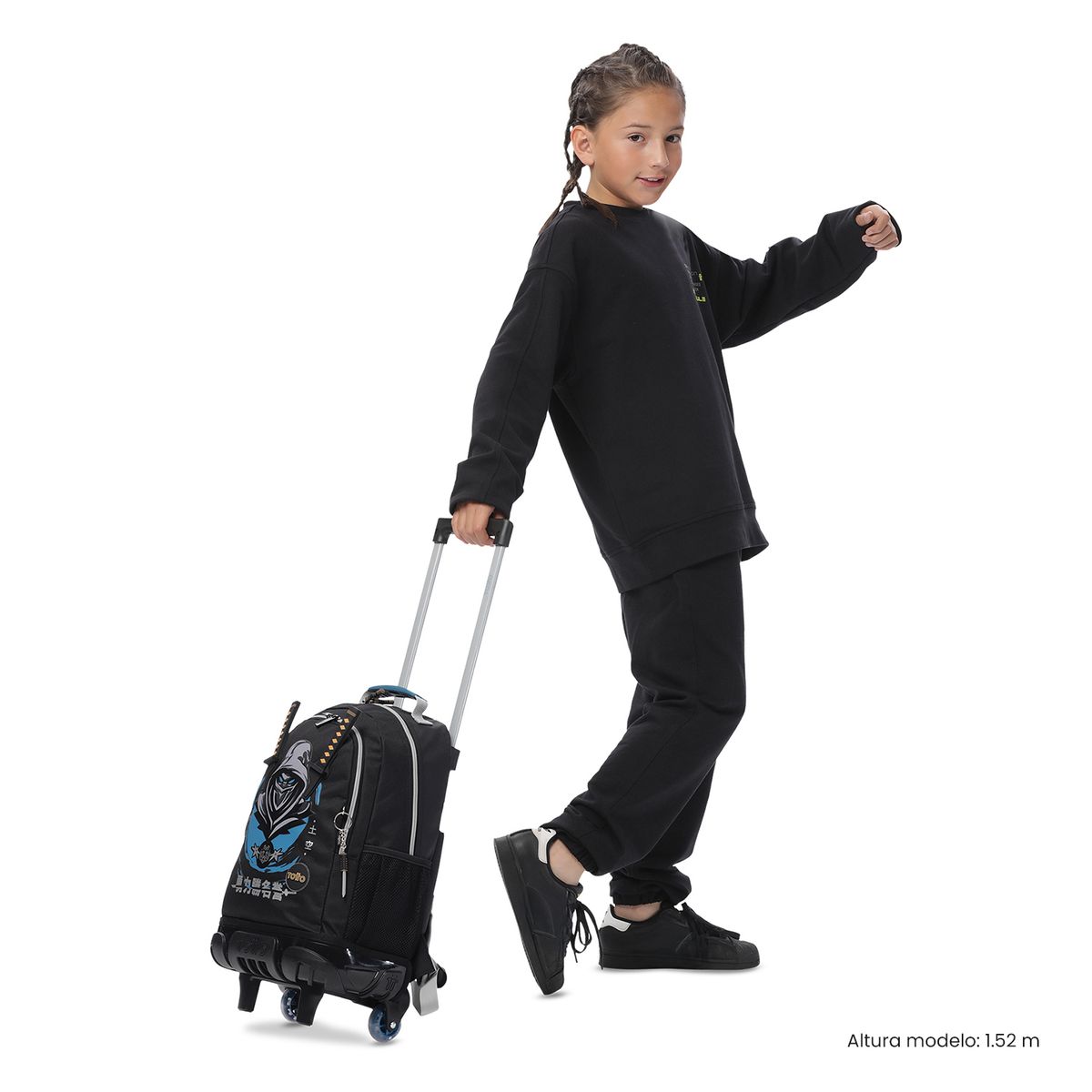 TOTTO - Morral Mochila Escolar Ruedas Hanzo M Niño Negro Totto