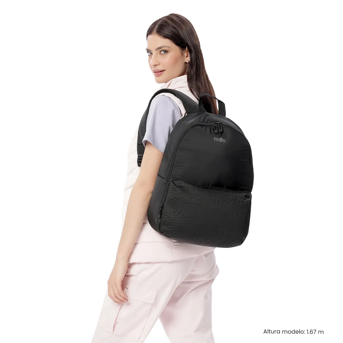 TOTTO - Morral Mochila Palencia Mujer Con Porta PC 13'' Negro Totto