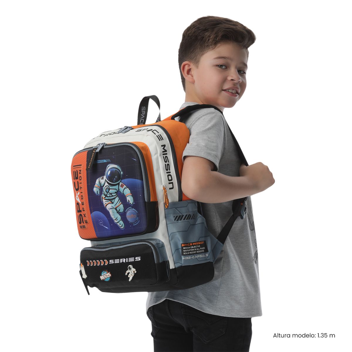 TOTTO - Morral Mochila Escolar Gemini M Niño Gris Totto