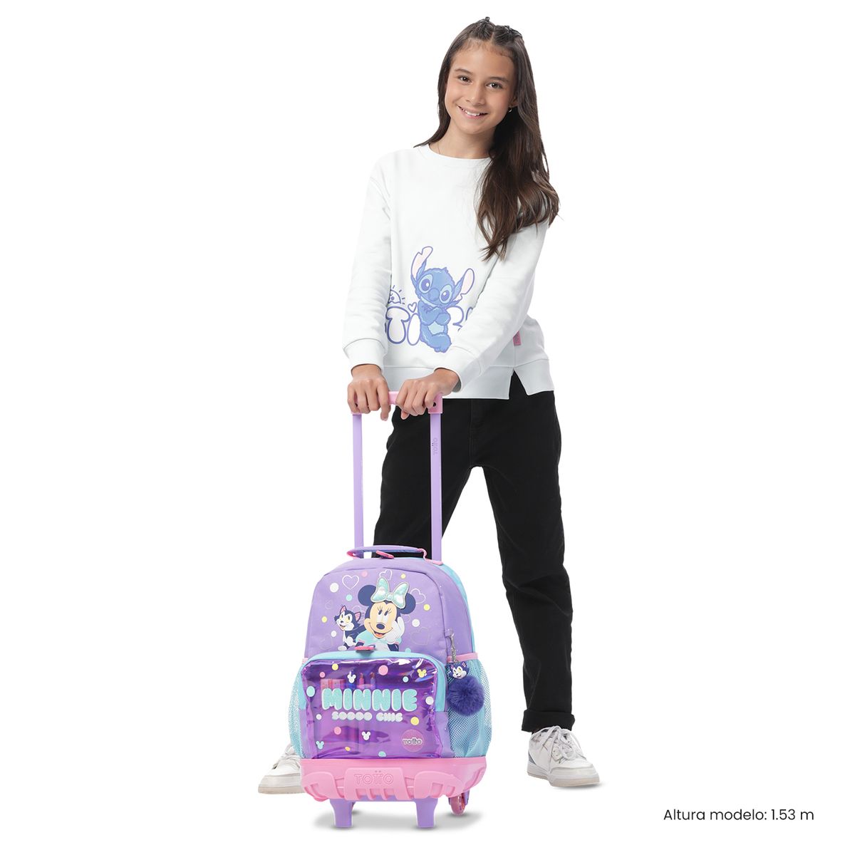 TOTTO - Morral Mochila Escolar Ruedas Minnie M Niña Azul Totto