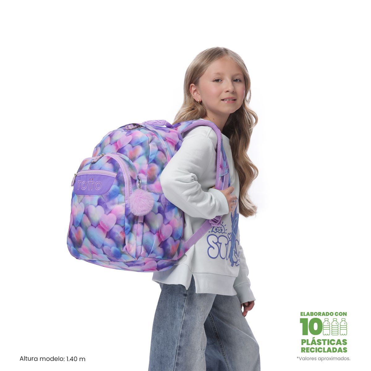 TOTTO - Morral Mochila Escolar Acuarela Morado Mujer Totto