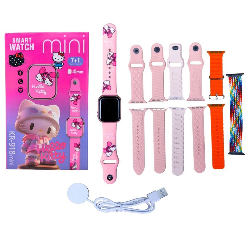 GENERICO - Reloj Inteligente para Niñas KR-918 Mini  Hello Kitty   Con 7 Correas Intercambiables