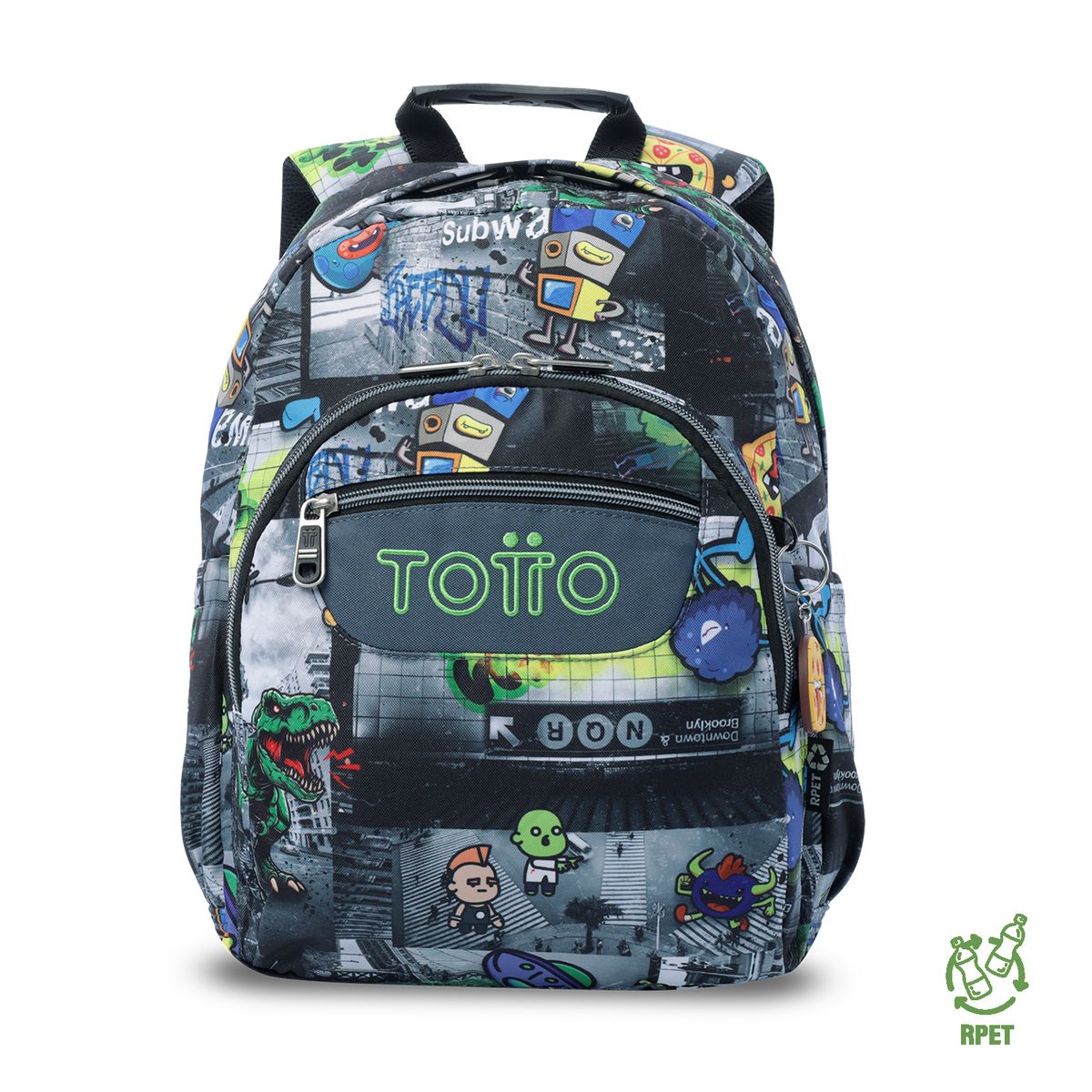 TOTTO - Morral Mochila Escolar Hombre Gommas Negro Totto