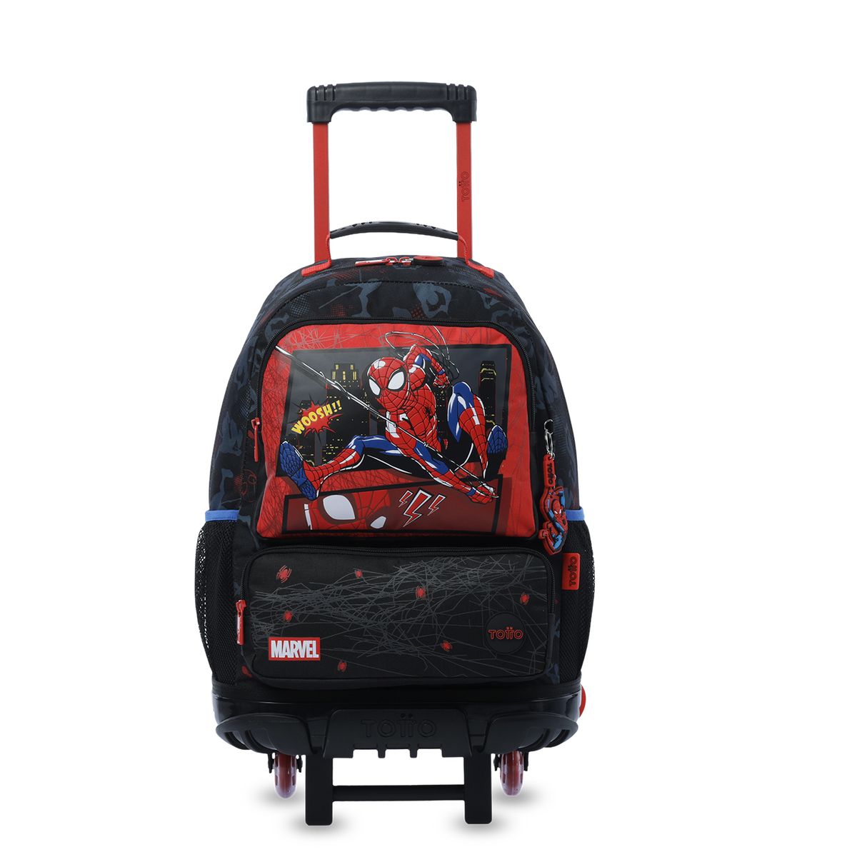 TOTTO - Morral Mochila Escolar Ruedas Spiderman L Niño Negro Totto
