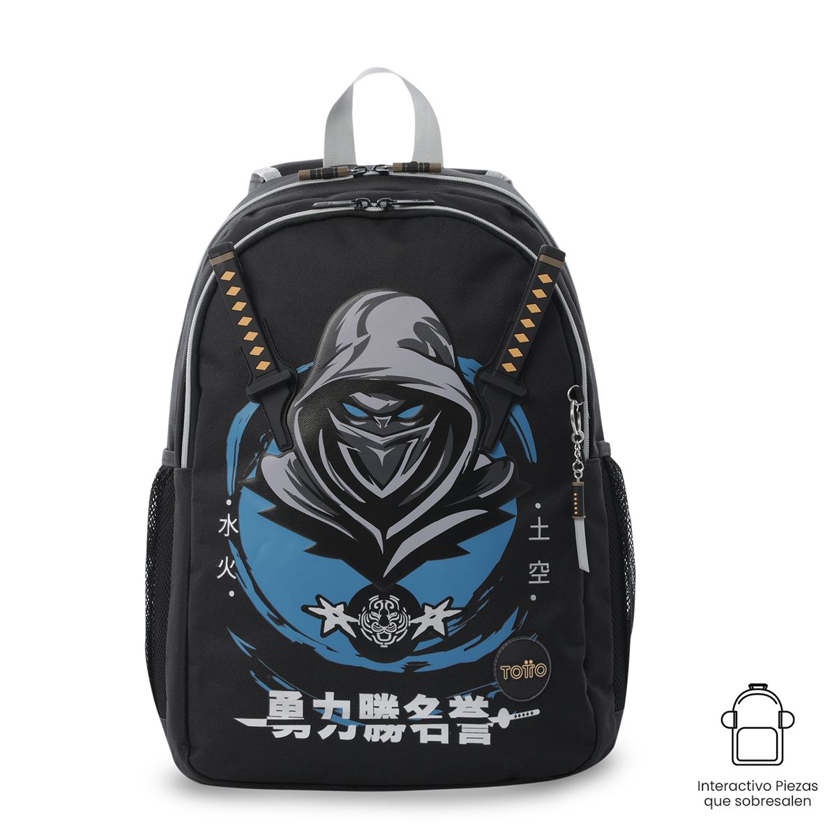 TOTTO - Morral Mochila Escolar Hanzo L Niño Negro Totto
