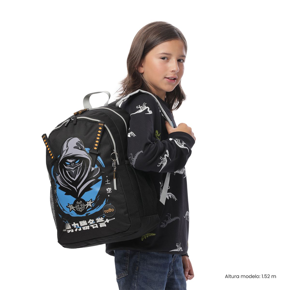 TOTTO - Morral Mochila Escolar Hanzo L Niño Negro Totto