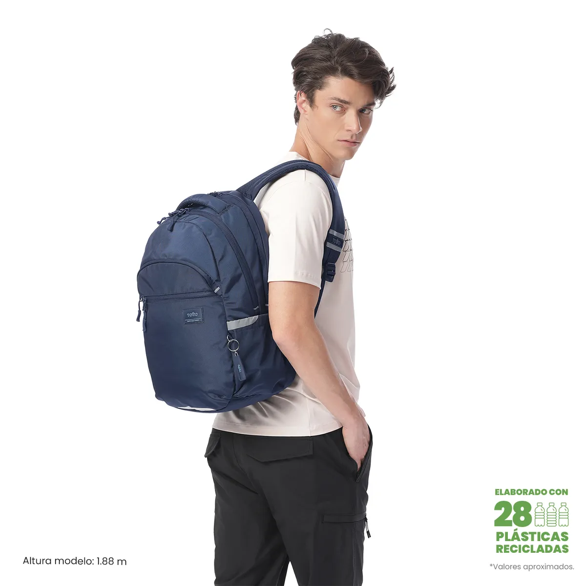TOTTO - Morral Mochila Rpet Indo Con Porta PC 15.4'' Azul Totto
