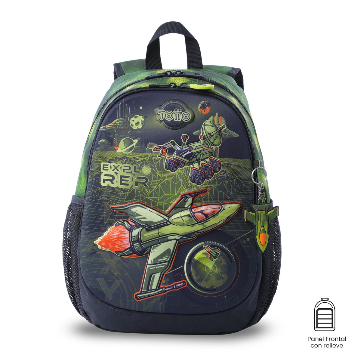 TOTTO - Morral Mochila Escolar Explorer Ship M Niño Verde Totto