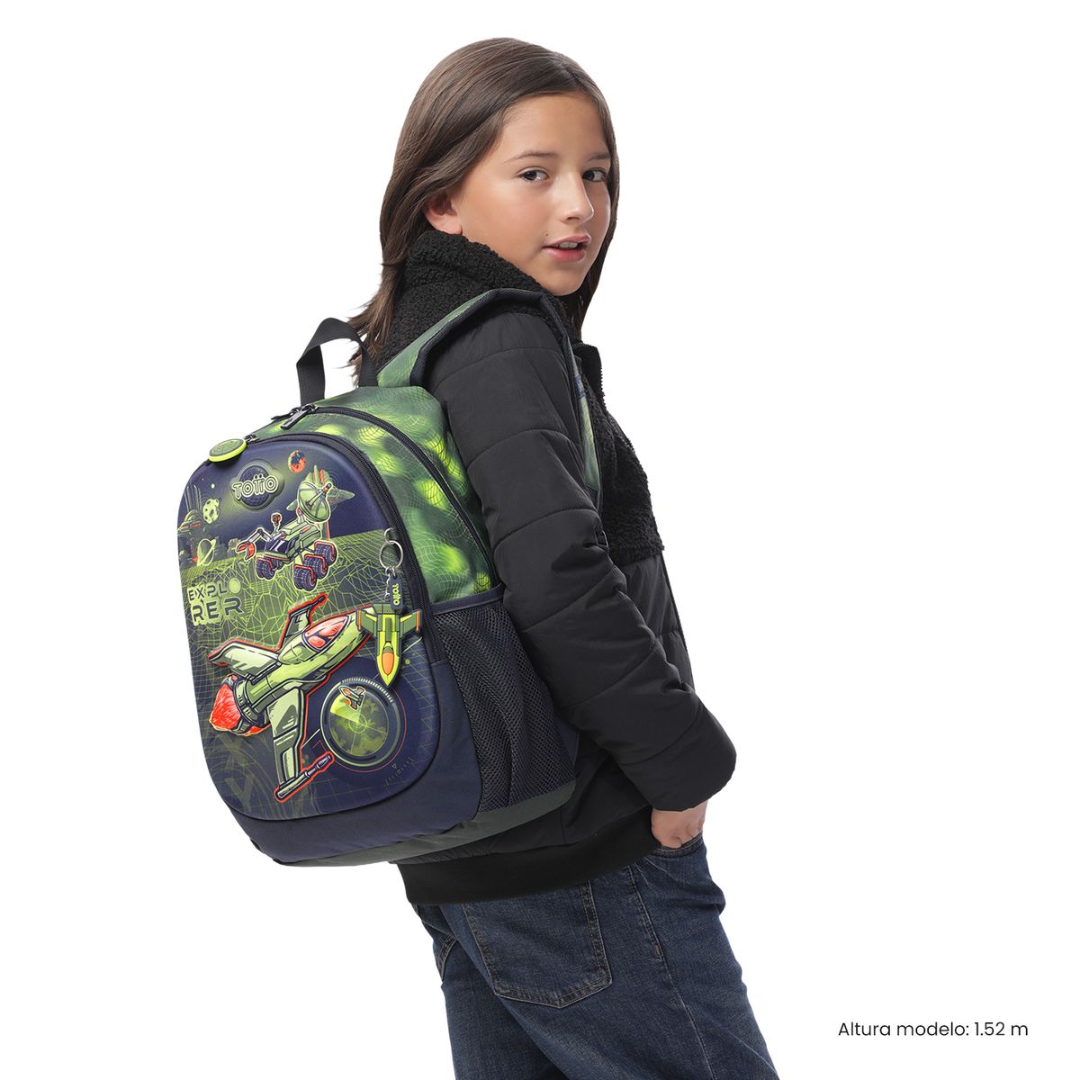 TOTTO - Morral Mochila Escolar Explorer Ship M Niño Verde Totto