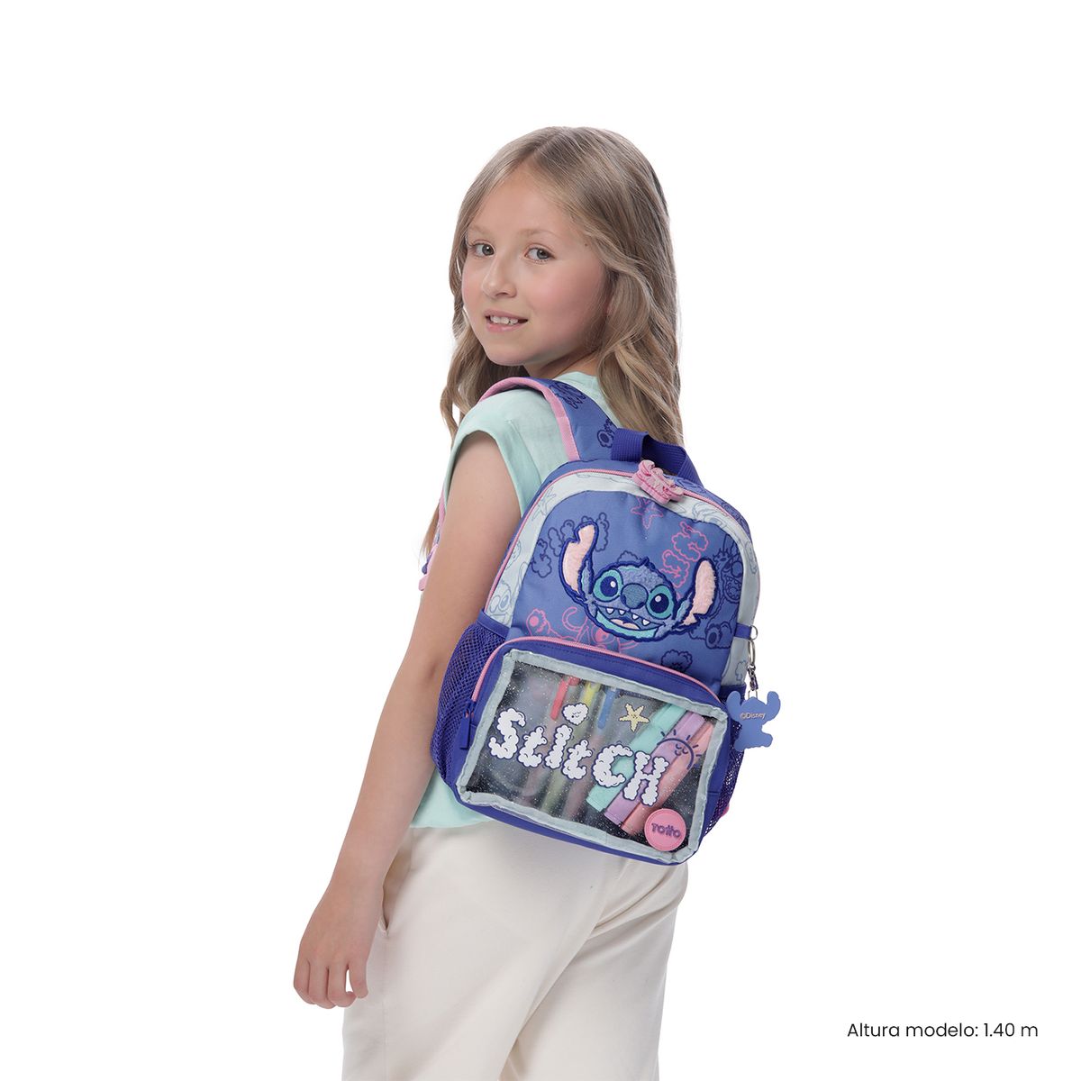 TOTTO - Morral Mochila Escolar Stitch On The Beach S Niña Azul Totto