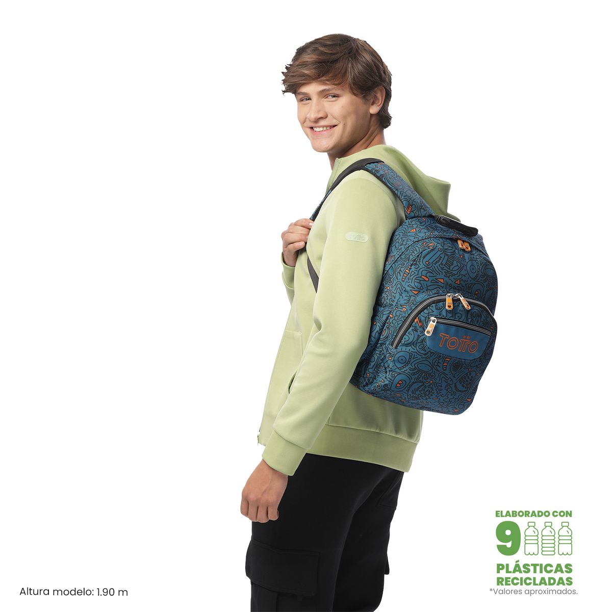 TOTTO - Morral Mochila Escolar Hombre Gommas Azul Totto