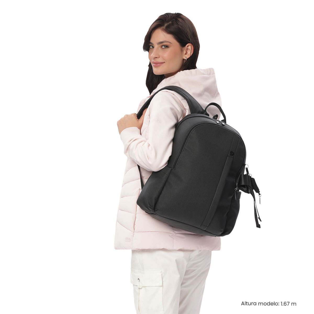 TOTTO - Morral Mochila Bow M Mujer Con Porta PC 14'' Negro Totto