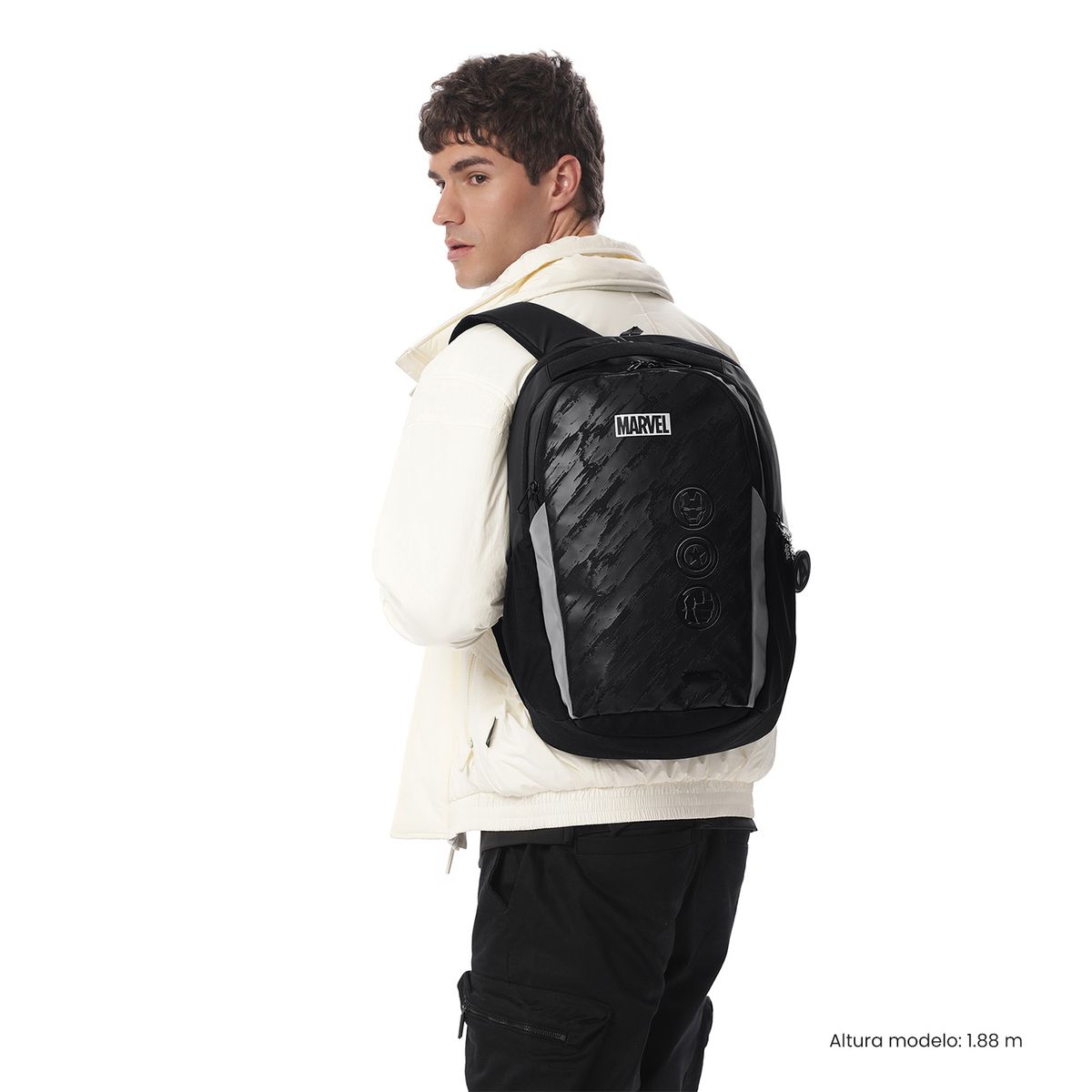 TOTTO - Morral Mochila Escolar Marvel Black M Hombre Negro Totto