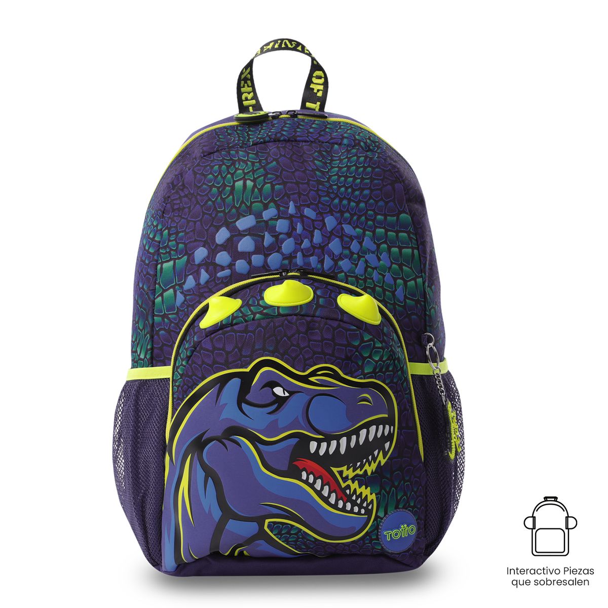 TOTTO - Morral Mochila Escolar Dino Rock L Niño Azul Totto