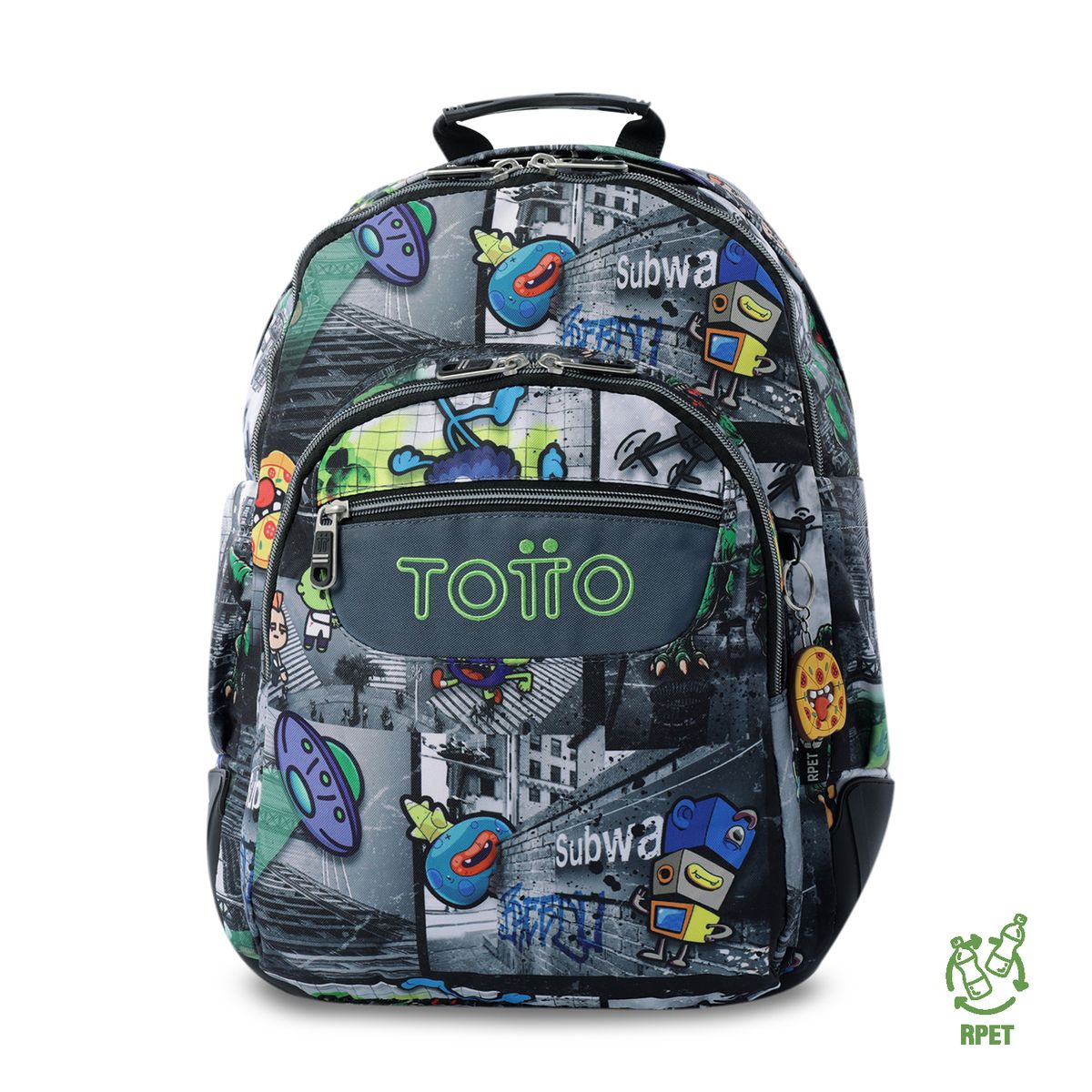 TOTTO - Morral Mochila Escolar Rayol Hombre Negro Totto