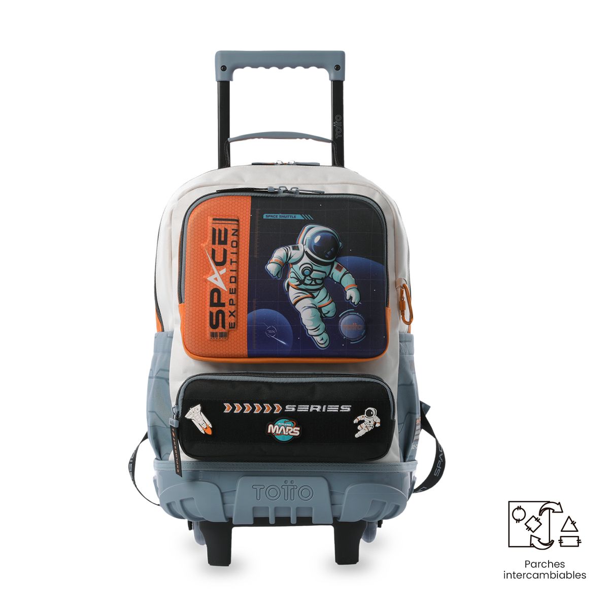TOTTO - Morral Mochila Escolar Ruedas Gemini M Niño Gris Totto