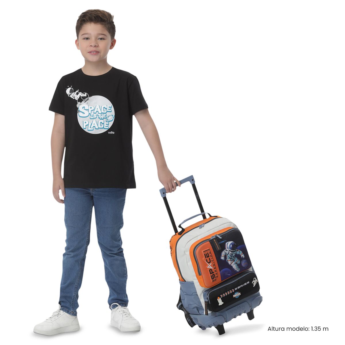 TOTTO - Morral Mochila Escolar Ruedas Gemini M Niño Gris Totto