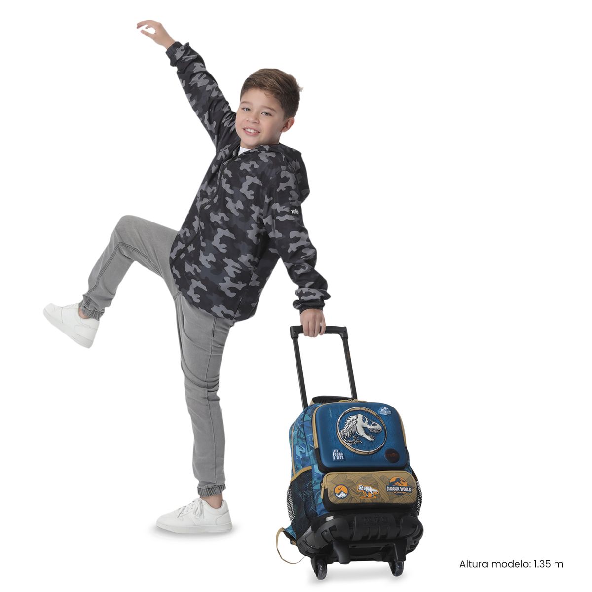 TOTTO - Morral Mochila Escolar Ruedas Jurassic World M Azul Totto